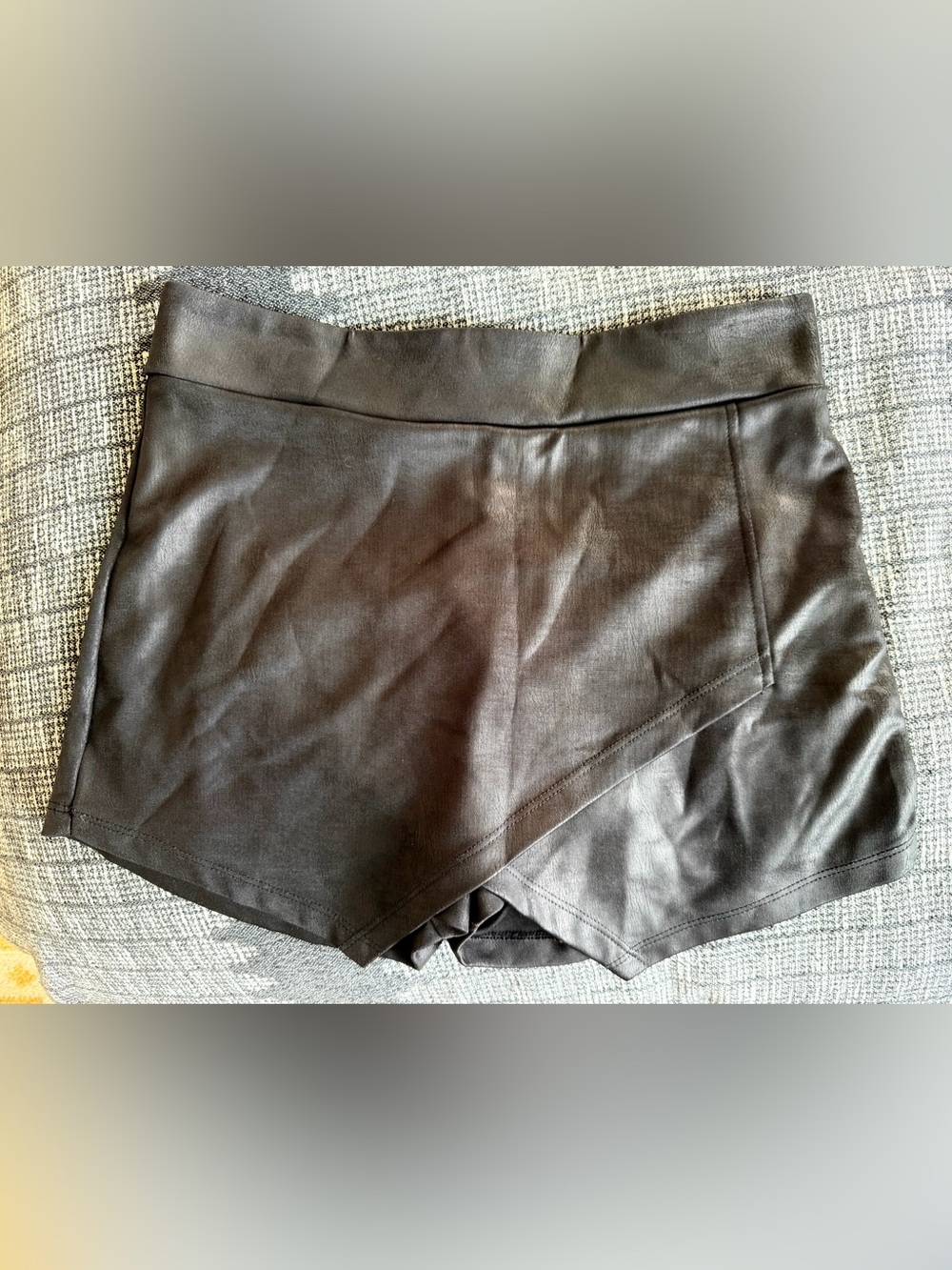 bebe Black Faux Leather High-Waist Skort Shorts